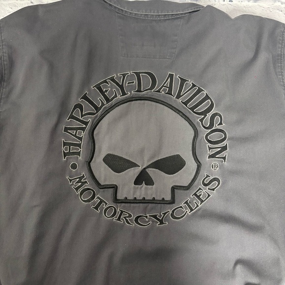 Harley-Davidson Willie G Skull Gray Garage Mechanic Embroidered Button Shirt XL - Picture 13 of 13
